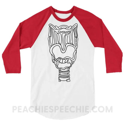 Larynx Baseball Tee - White/Red / XS - T-Shirts & Tops peachiespeechie.com