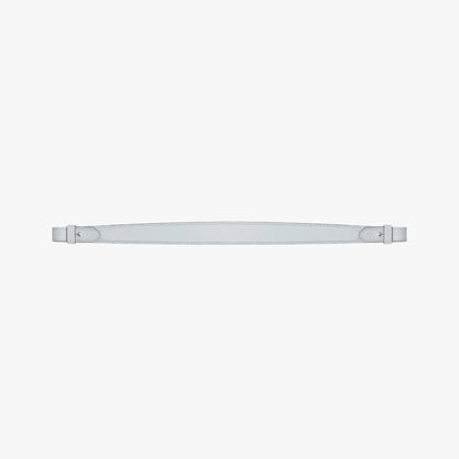 Detachable shoulder strap for STOW London's Curve, Midi Curve and East West in Misty Blue smooth leather on a light grey background featuring gold hardware