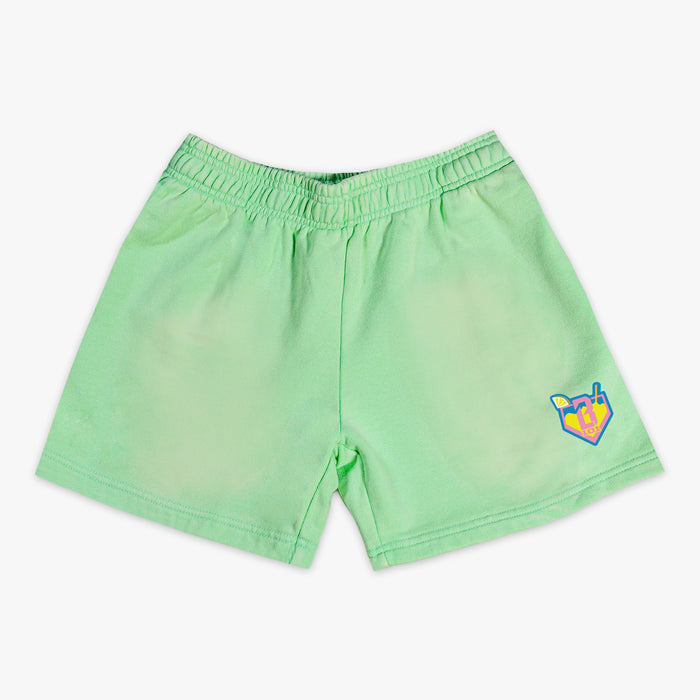 Green Lemonade youth shorts — front view