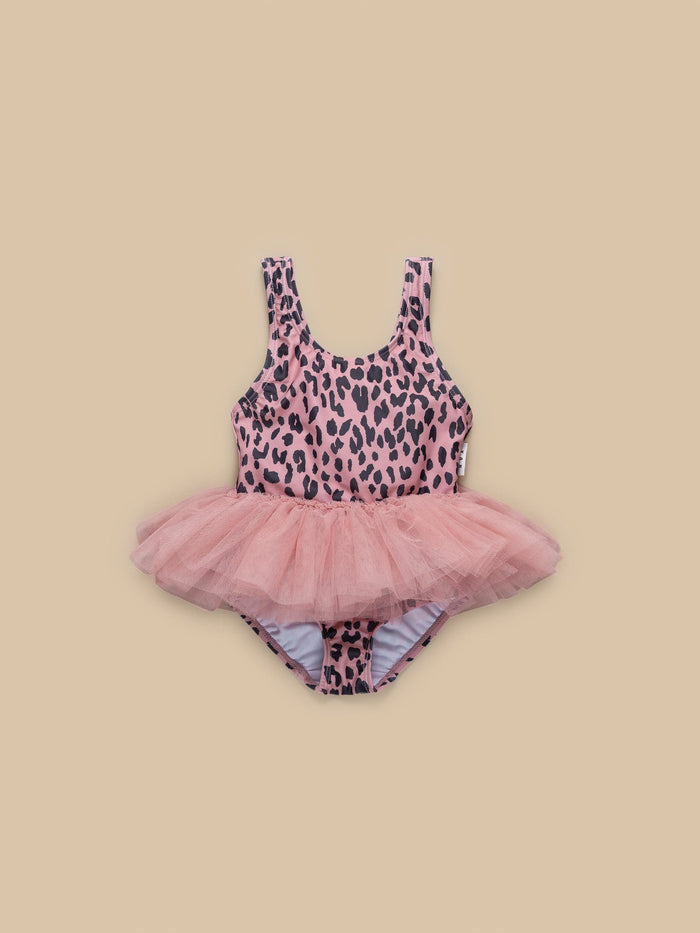 Leopard Ballet Swimsuit- Dusty Rose
