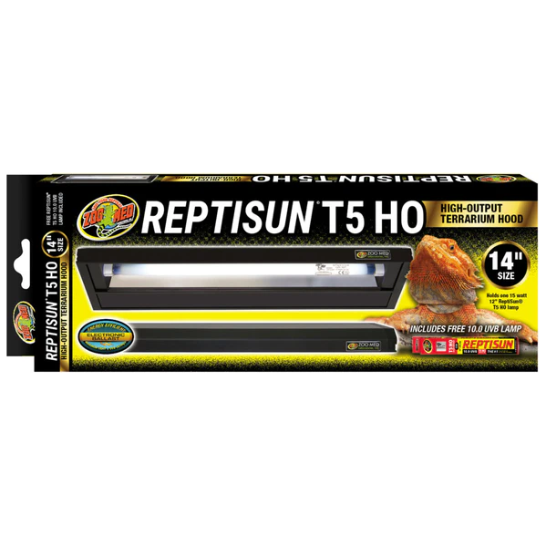LF-75 Zoo Med Reptisun T5 HO 14" Hood and 12" T5 10.0 UVB lamp 15W