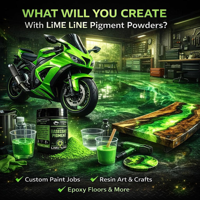 LiME LiNE Bright 90's Neon Automotive Grade Basecoat Maker Pigment Powder - Makes 12 Oz Sprayable Basecoat