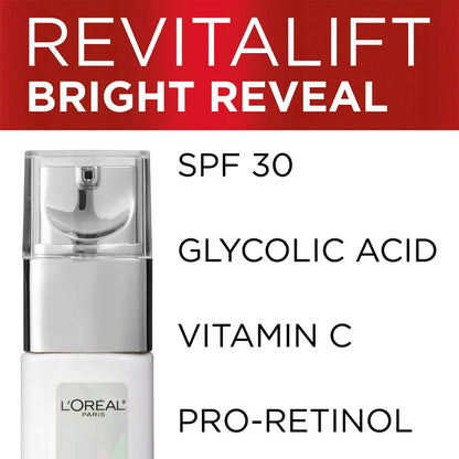 L'oreal Paris Revitalift Bright Reveal SPF30 Brightening Day Moisturizer 1oz/ 30ml