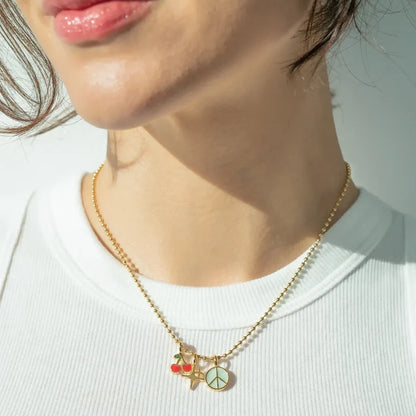 Lucky Feather Charm Garden Necklace - Gold