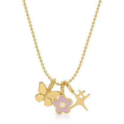 Lucky Feather Charm Garden Necklace - Gold