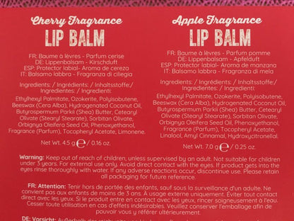 christmas mad beauty elf duo lip balm packaging rear showing ingredients and information