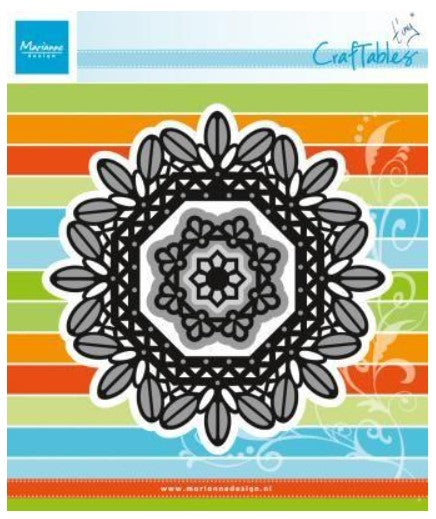 Marianne Design - Craftables Dies - Tiny's Country Garden. Elegant 5 piece flower die set. Large and small frames, 2 solid background dies and a small cut out flower.  Size: Largest flower frame is 5" smallest flower is 1". Available at Embellish Away located in Bowmanville Ontario Canada.