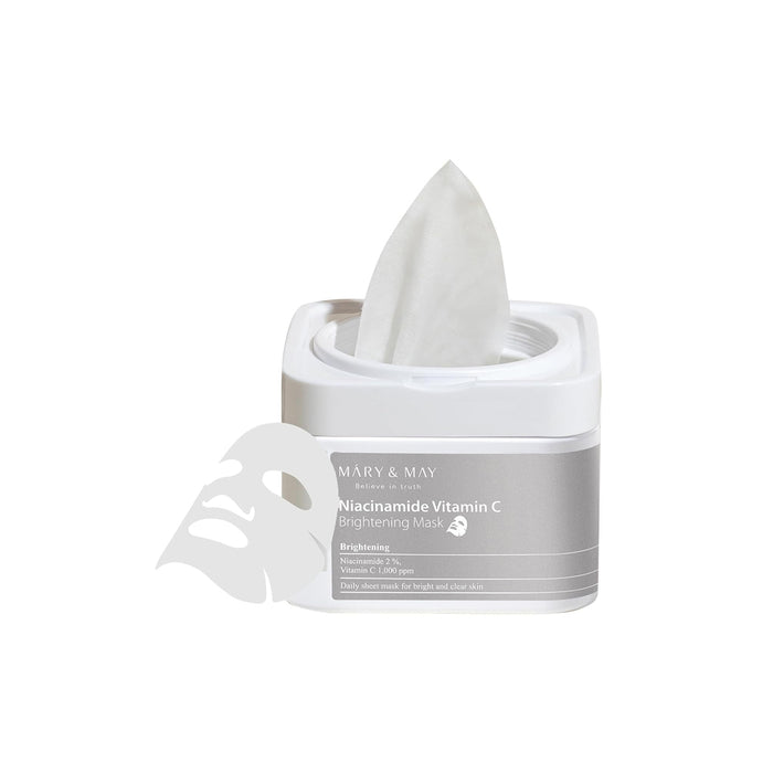 MARY&MAY Niacinamide Vitamin C Mask - Lakštinės veido kaukės, 30 vnt.