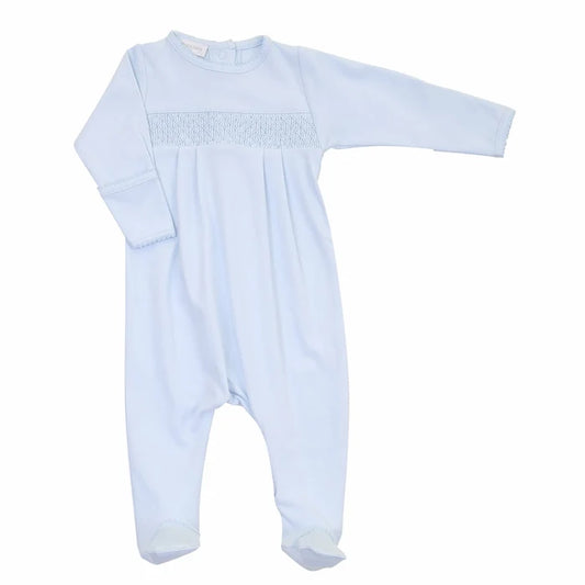 MB Essentials Solid Blue Smocked Footie