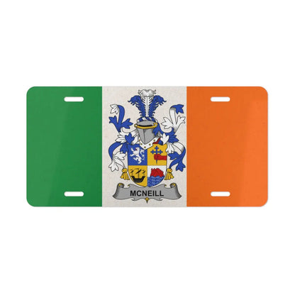 Irish flag license plate featuring the McNeill family crest
