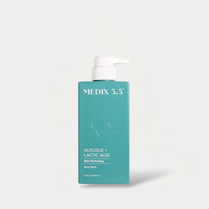 Medix 5.5 Glycolic Acid + Lactic Acid Skin Perfecting Body Wash 444ml ميديكس 5.5 غسول الجسم لتنعيم البشرة بحمض الجليكوليك وحمض اللاكتيك - Princess Cosmetics Qatar