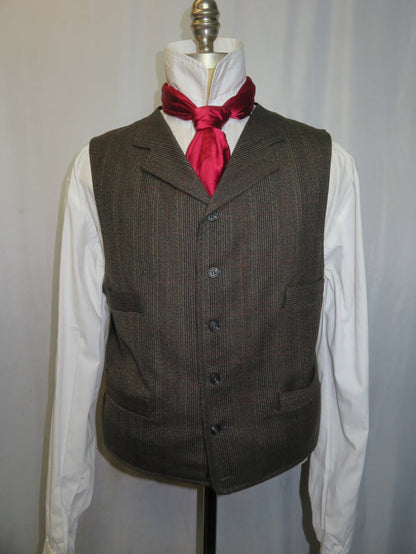 Men's Notch Vest - Brown Glen Plaid with Wine and Tan
