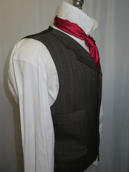 Men's Notch Vest - Brown Glen Plaid with Wine and Tan