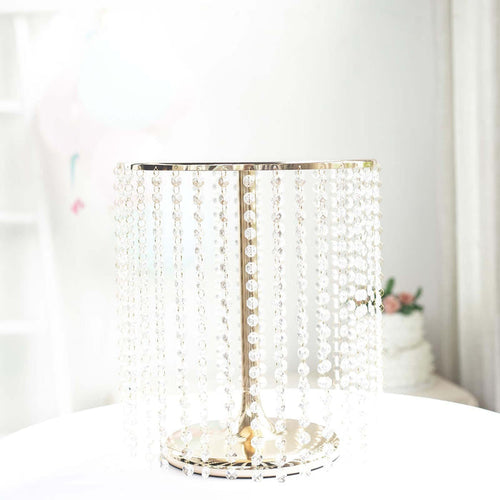 Elegant crystal beaded table lamp with a gold base