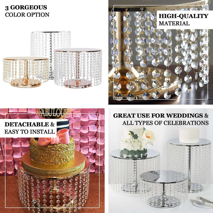 Elegant crystal side tables with detachable design, ideal for weddings and celebrations.