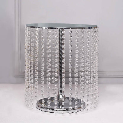 Crystal beaded side table with a sleek chrome base
