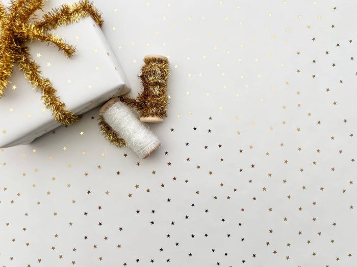 Metallic Gold Star Christmas Wrapping Paper Roll