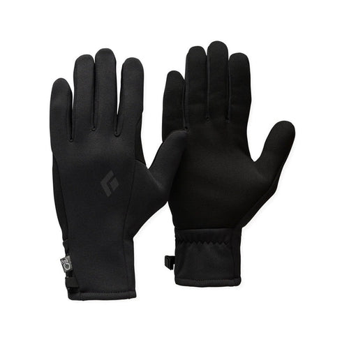 Black gloves with a brand logo on a white background