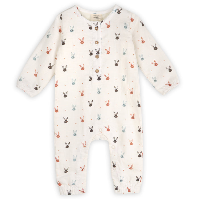 Mini Bunnies Long Sleeve Baby Jumpsuit (Organic Muslin)
