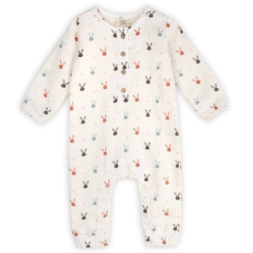 Mini Bunnies Long Sleeve Baby Jumpsuit (Organic Muslin)