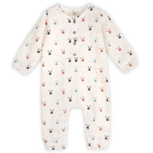 Mini Bunnies Long Sleeve Baby Jumpsuit (Organic Muslin)