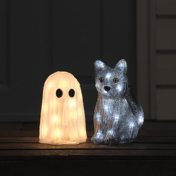 Mini Ghost & Jet the Black Cat LED Halloween Figures