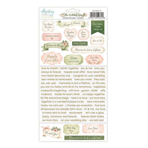 Mintay - 6X12 Paper Stickers - The Wedding Day - Words. Perfect for Wedding and anniversary. At Embellish Away in Bowmanville Ontario Canada.