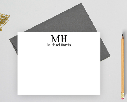 monogram personalized note cards for men