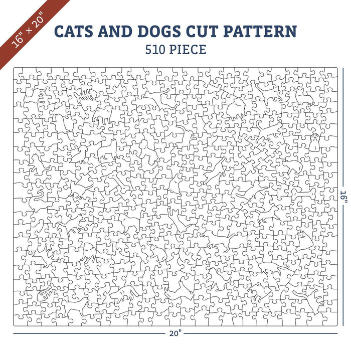 Classic Wooden Puzzles / 510pc - 16"x20" / Cats & Dogs