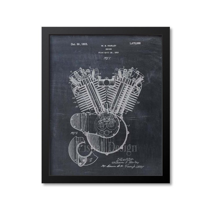 Harley Motorcycle Engine Patent Print