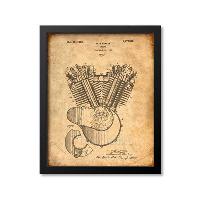 Harley Motorcycle Engine Patent Print