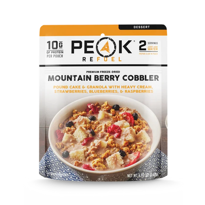Peak Refuel Mountain Berry Cobbler package on a white background
