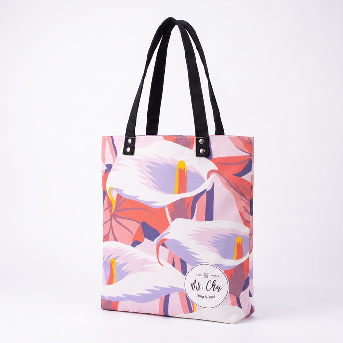 Ms. Chu Tote Bag angled view showing squared base and rivet handles