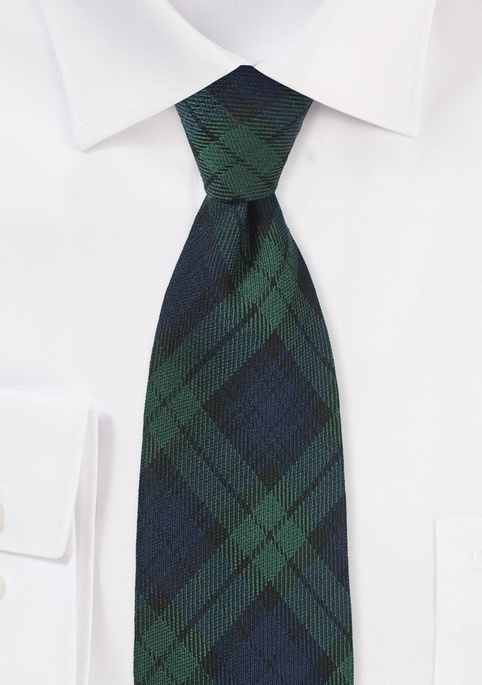 Navy and hunter Green Tartan Plaid Tie