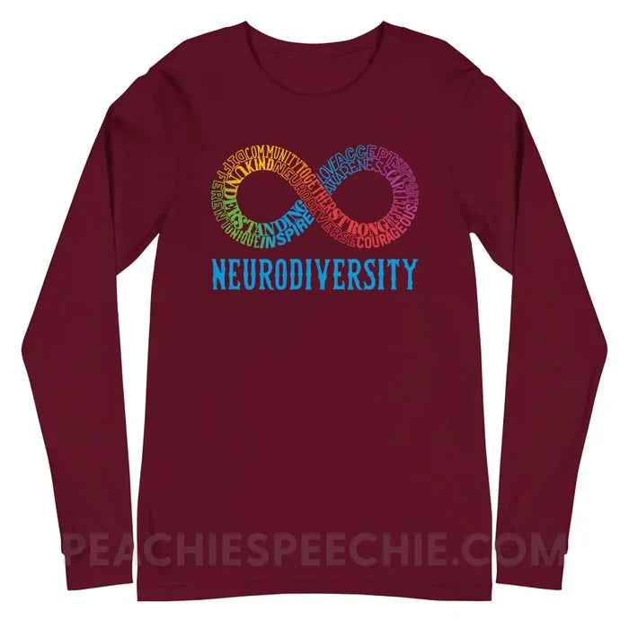 Neurodiversity Premium Long Sleeve - Maroon / S - T-Shirts & Tops peachiespeechie.com