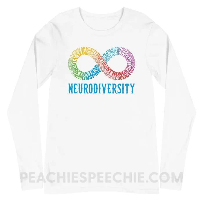 Neurodiversity Premium Long Sleeve - White / S - T-Shirts & Tops peachiespeechie.com