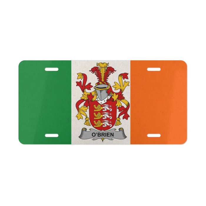 O'Brien Family Crest on Irish Flag License Plate