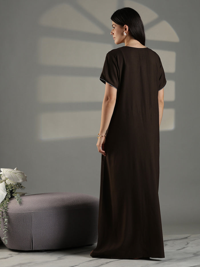 Olive green cotton blend soft summer nightwear for women