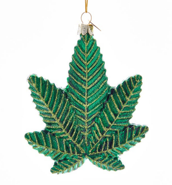 ORNAMENT POT LEAF, GLASS -SELLOUT