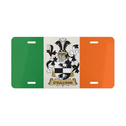 Irish flag license plate featuring the O'Sullivan family crest