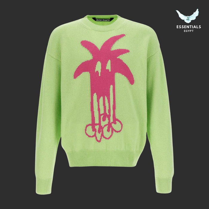 Palm Angels Douby Intarsia-Knit Jumper in green with bold graphic knit