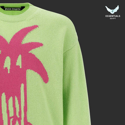 Palm Angels Douby Intarsia-Knit Jumper in green with bold graphic knit