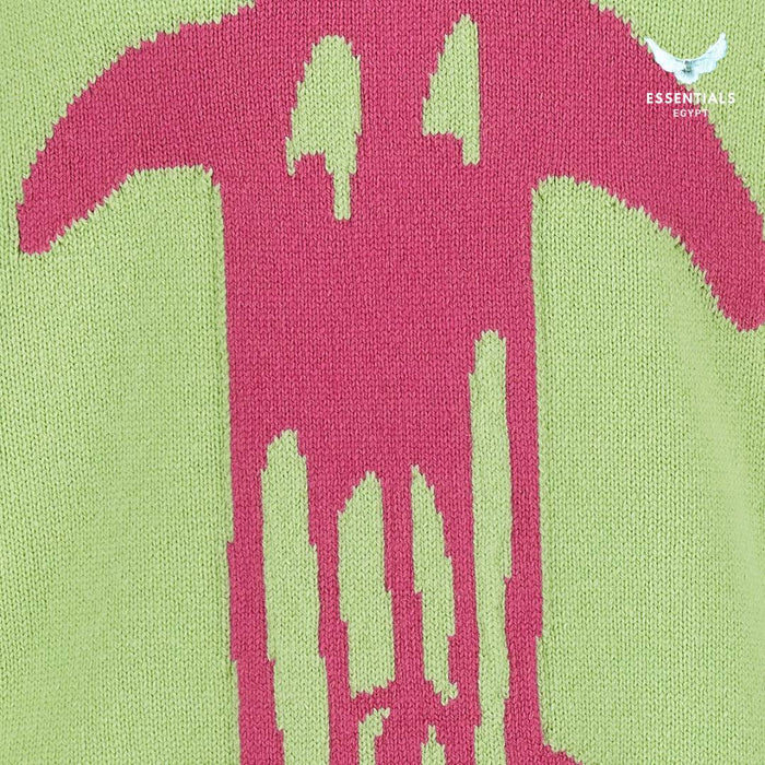 Palm Angels Douby Intarsia-Knit Jumper in green with bold graphic knit