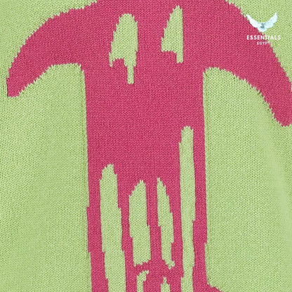Palm Angels Douby Intarsia-Knit Jumper in green with bold graphic knit