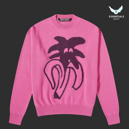 Palm Angels Jimmy Intarsia Crew Knit in pink with bold graphic design
