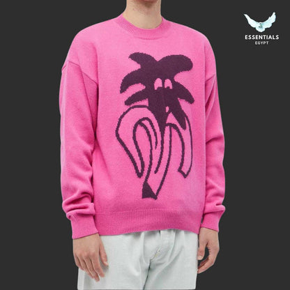 Palm Angels Jimmy Intarsia Crew Knit in pink with bold graphic design