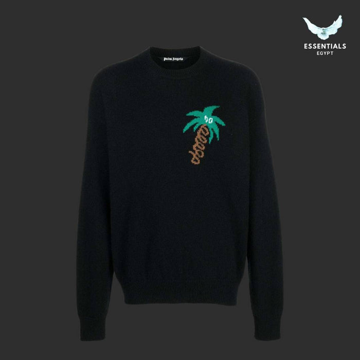 Palm Angels Sketchy Intarsia-Knit Sweater with bold graphic knit design