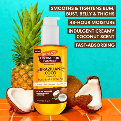 Palmer's Coconut Oil Formula Brazilian Coco Firming Bum Bust & Body Oil 6.5oz/ 192ml