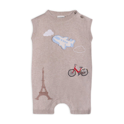 Paris Embroidered Baby Knit Romper (Organic Cotton)