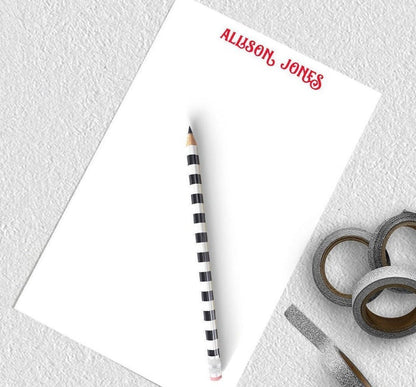 Personalized notepad for children red ink.